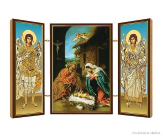 Triptych vánoční (rozkládací obrázek na dřevěné destičce)